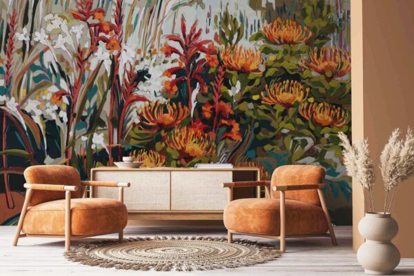 Orange Pincushion Proteas and Watsonias – Perception Series