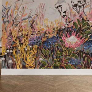 Fynbos Landscape with King Protea, Agapantus and Leucadendron Saunter series