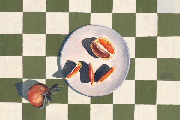 Naval Oranges on Green Check - Single Plate - Image 2