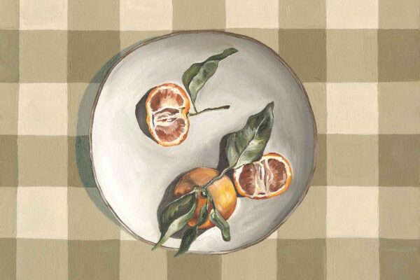 Tarocco Oranges on Gingham - Single Plate - Image 2