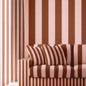 Terracotta & Light Pink Stripe