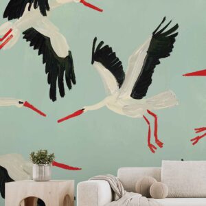 White Storks in Flight
